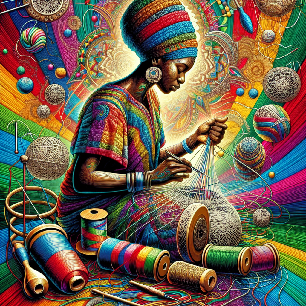 A player engaged in lace-making